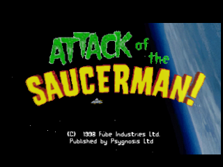 Attack of the Saucerman title screen for Playstation